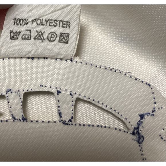 Embroidered Christmas Mantel Scarf White Blue Bells Candles Lace Trim 18.5X94 In - Picture 6 of 7